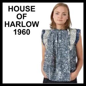 NWT HOUSE OF HARLOW 1960 Boho ruffled loose fit blouse